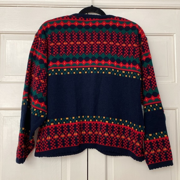 Vintage Tally Ho Womens Cardigan Red Black Scotty Dog Holiday Christmas Size XL - Picture 12 of 13